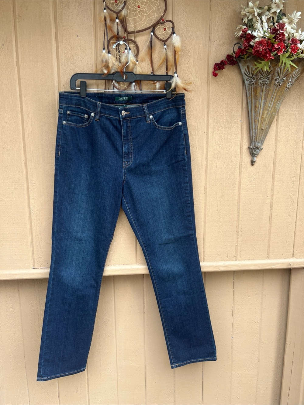 Lauren Ralph Lauren Jeans Womens Size 12 Straight Leg High Rise Dark Blue Denim